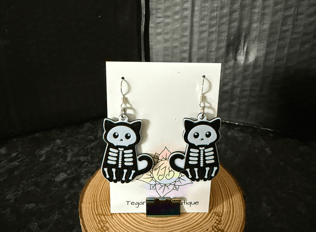 Skeleton Cat Earrings